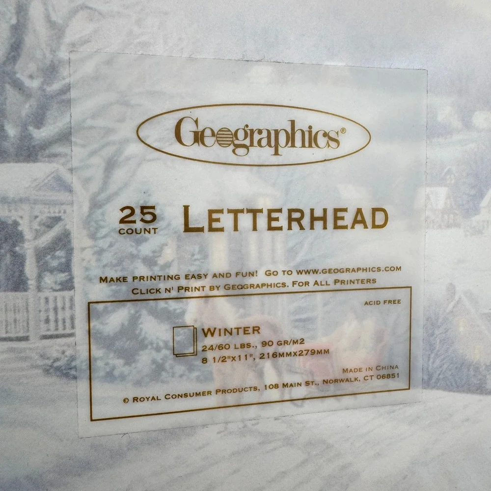 Geographics Winter Snow Holiday Printer Paper Letterhead 25 Sheets Acid Free